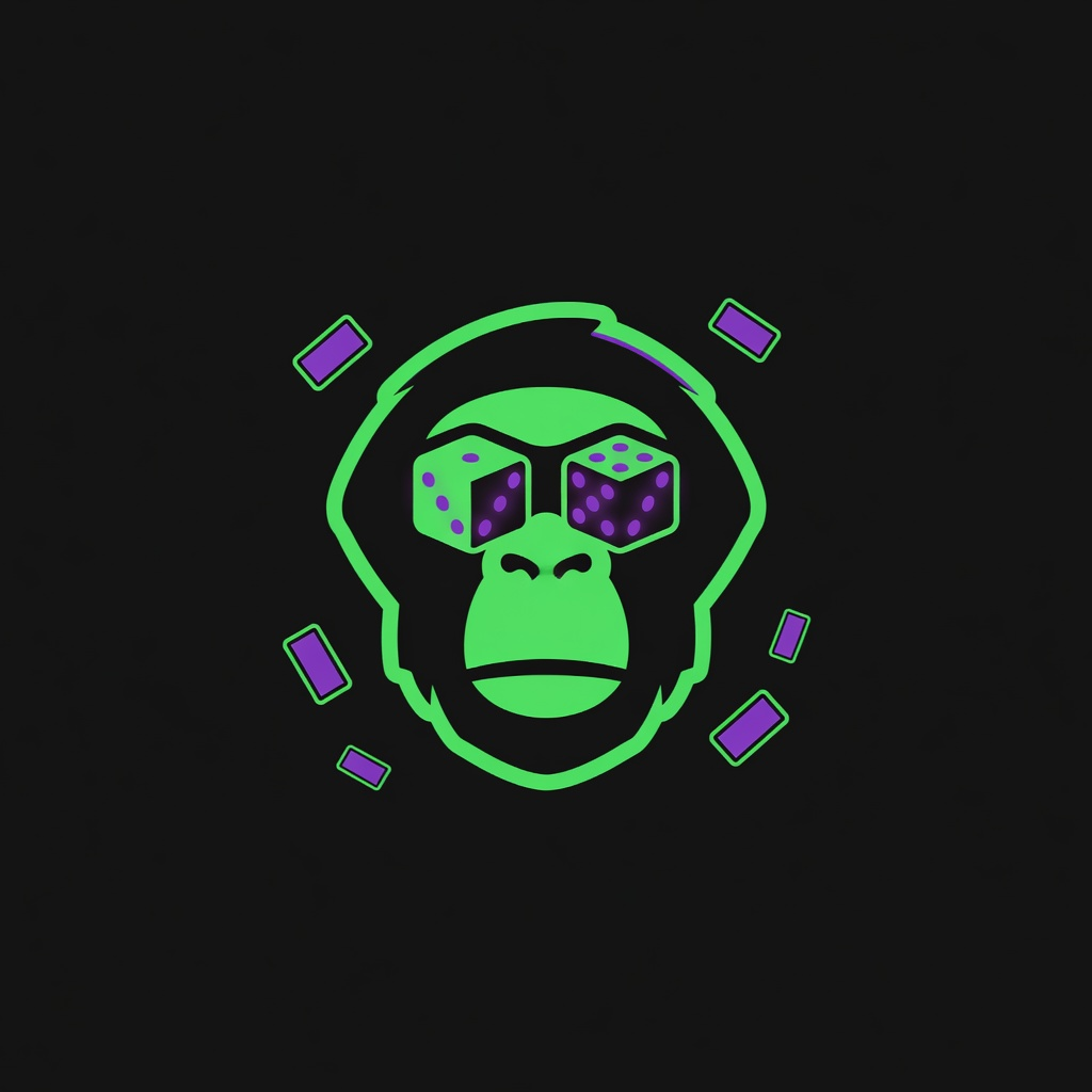 Official Parlay Ape logo: a neon green ape with purple dice for eyes